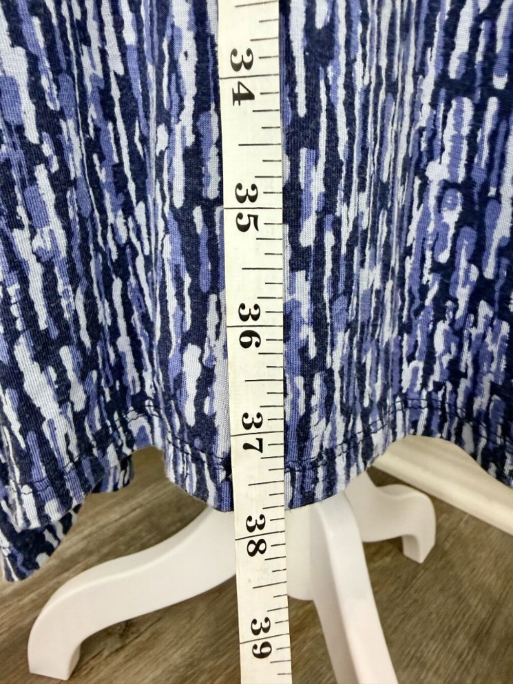 Donna Karan Sleepwear Blue Abstract Print Maxi Lounge Dress Pockets Women's L - Picture 9 of 16